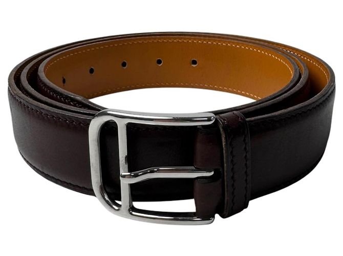Hermès Cintura Hermes HERMES con Roman Silver Hardware Marrone scuro