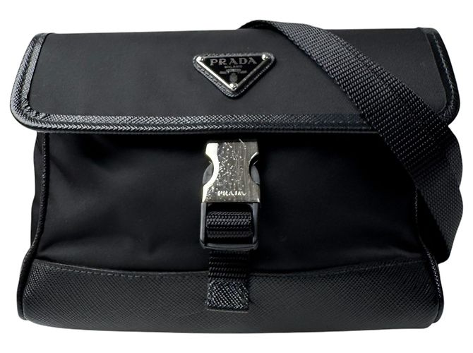 Saffiano Prada PRADA Bolsa de Ombro para Smartphone Mini Preto