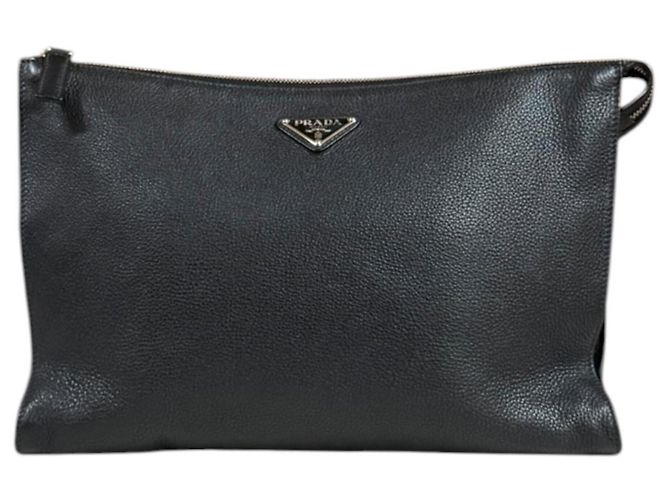 Borsa a pochette Prada in pelle nera Nero