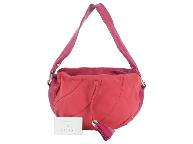 Céline Bolsa de Ombro em Couro com Borla Celine Vermelho