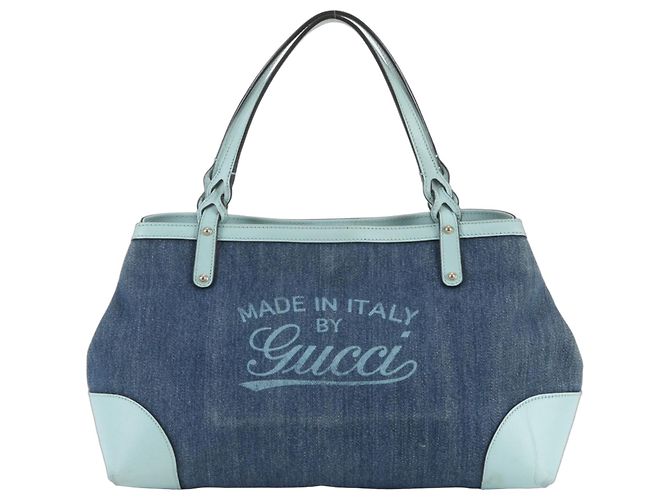Borsa Tote Gucci Craft in denim e pelle Blu