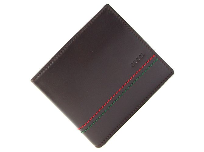 Gucci Bi-fold Wallet in Dark Brown Leather