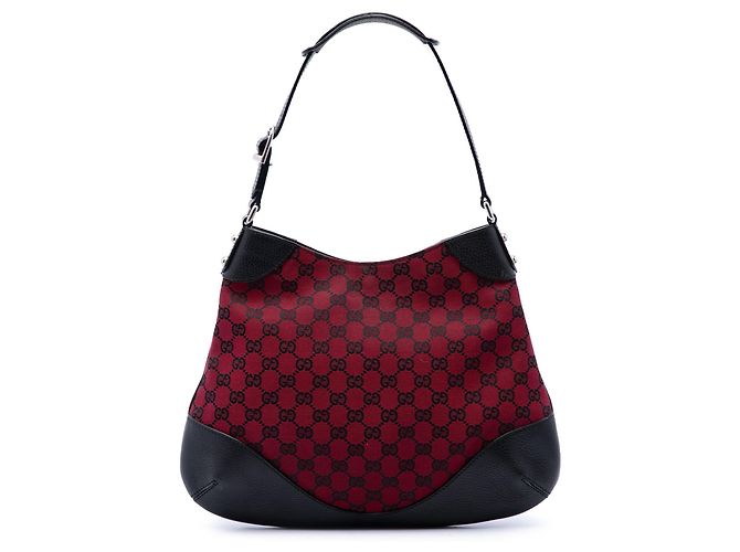 Borsa Hobo Gucci in canvas GG rosso Bordò