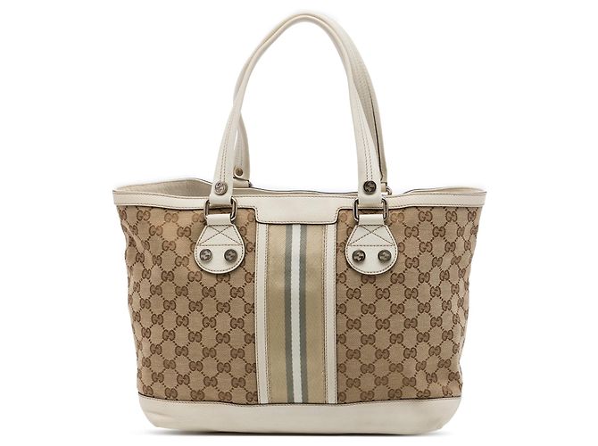 Gucci Beige Small GG Canvas Web Libeccio Sunset Tote