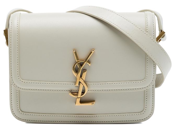 Bolsa Solferino Saint Laurent Small em couro de bezerro branco com caixa Fora de branco