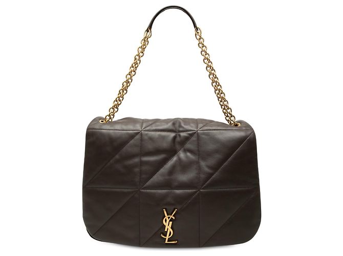 Bolsa de Ombro Jamie 4.3 Large em pele de cordeiro acolchoada castanha Saint Laurent Marrom Castanho escuro
