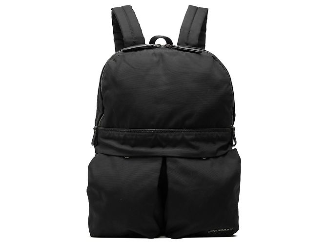 Burberry Black Leather Trimmed Nylon Backpack