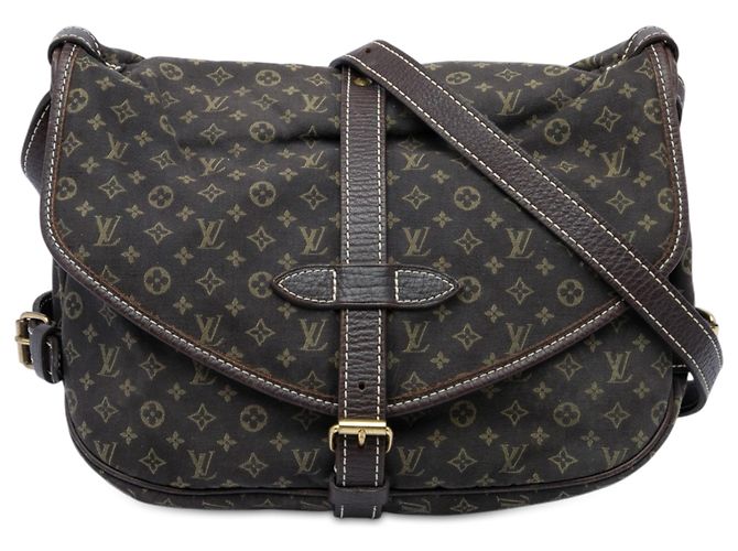 Louis Vuitton Brown Monogram Mini Lin Saumur 30 Marrom Castanho escuro