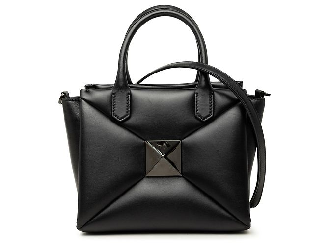 Valentino Black Small Nappa One Stud Top Handle Bag Preto