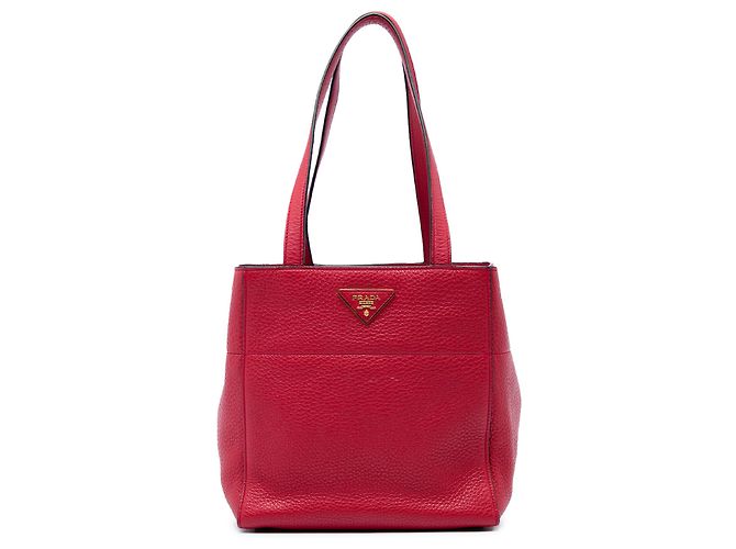 Prada Red Vitello Daino Tote Rot