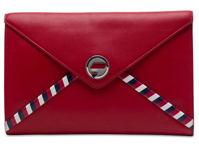 Chanel Red CC Lambskin Airlines Envelope Clutch Rot