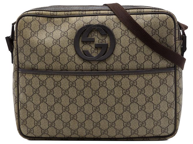 Borsa a tracolla Gucci Beige GG Supreme Interlocking G