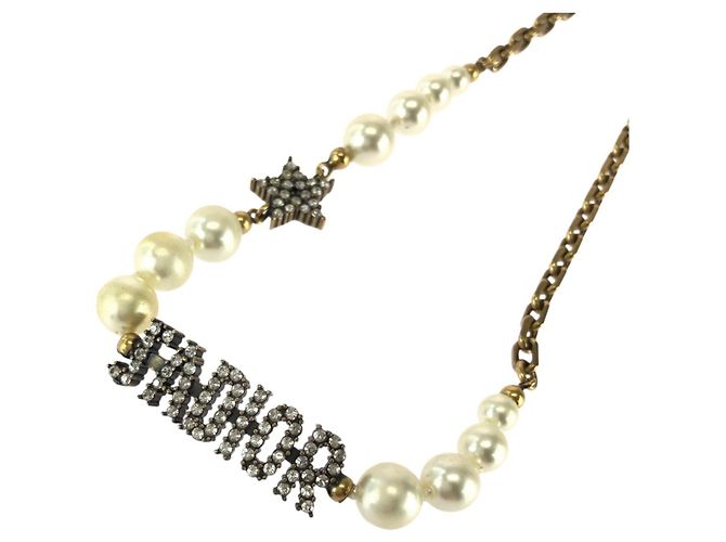 Colar choker Christian Dior de pérolas falsas e strass