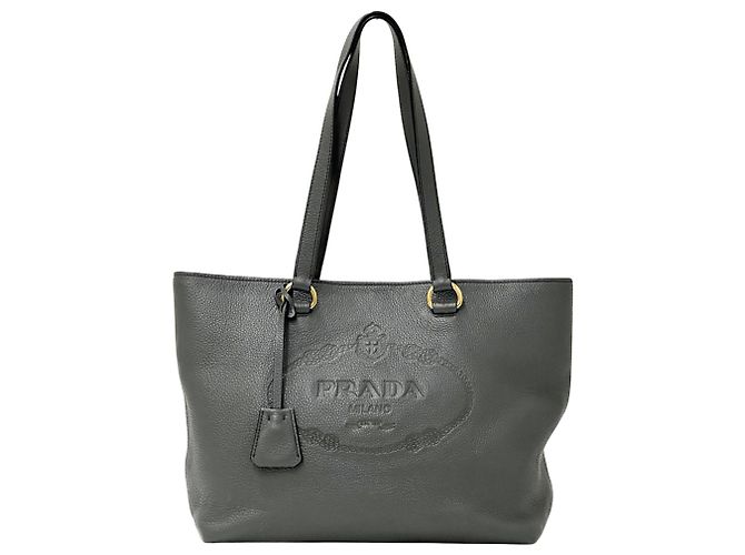 Sac Tote Prada en cuir gris Marron