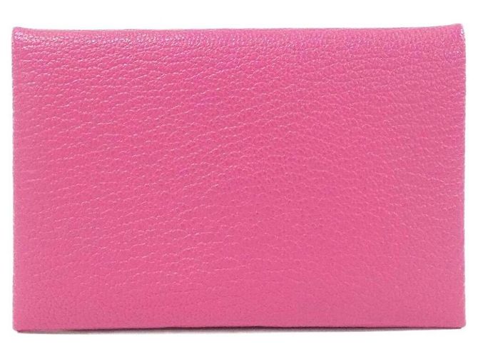 Hermès Hermes Calvi Chevre Card Case Pink