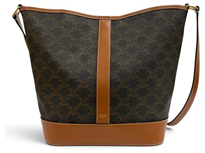Céline Borsa a secchiello in pelle Celine Triomphe Marrone