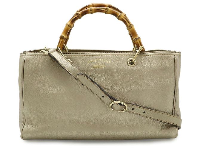 Borsa Tote Gucci Bamboo Shopper D'oro Metallico
