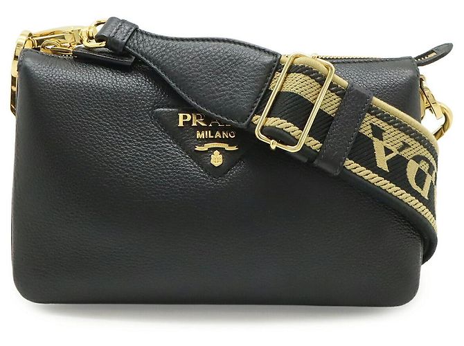 Borsa a tracolla Prada Vitello Daino Logo Nero