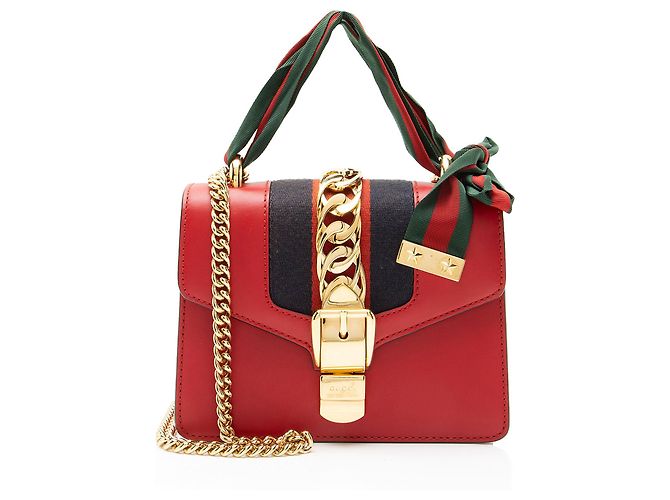 Bolsa Mini Chain Sylvie em couro Gucci Vermelho