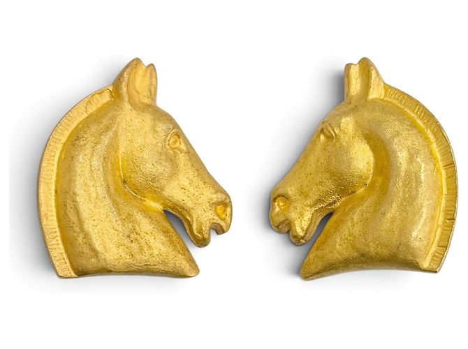 Hermès Pendientes Cheval Hermes Dorado Metálico
