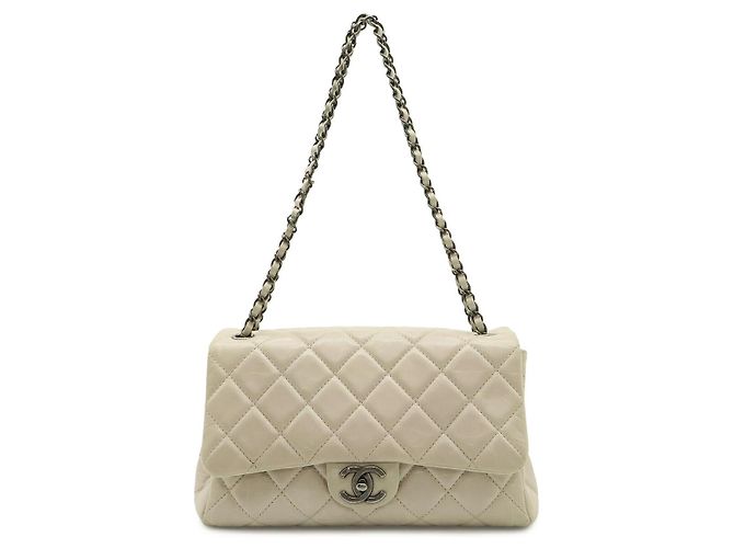 Borsa a tracolla con catena Chanel Matelassé Marrone Beige