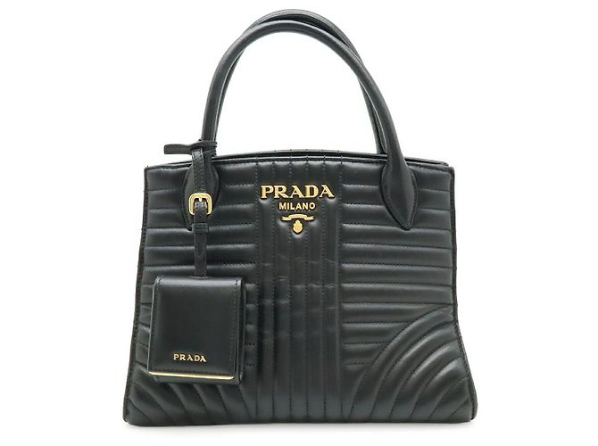 Prada Diagram Lederhandtasche Schwarz