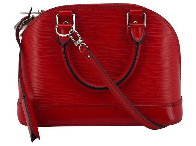 Borsa a tracolla in pelle Louis Vuitton Alma BB Rosso