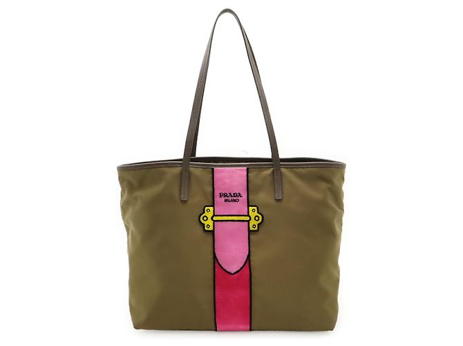 Prada Tote Bag Gürtel-Motiv Grün