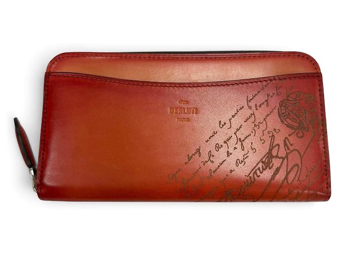Berluti Itauba Leather Long Wallet Orange