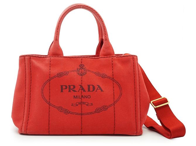 Prada Canapa Stoff-Tote-Bag Rot