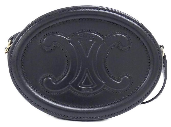Céline Sac bandoulière ovale Celine en veau Noir