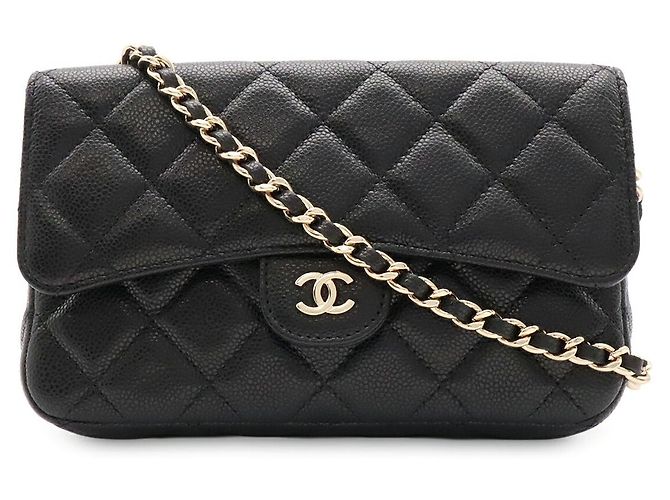 Capa de Telemóvel com Aba Chanel Matelassé Preto