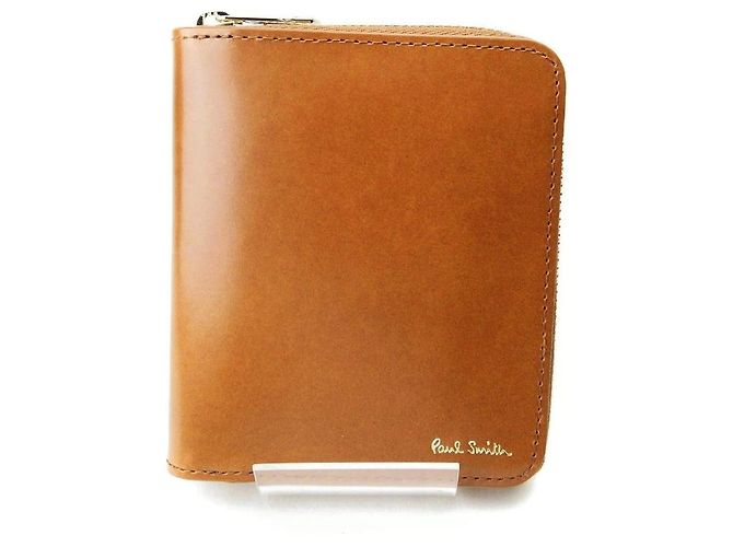 Portefeuille compact en cuir Luxe Shine Paul Smith Marron