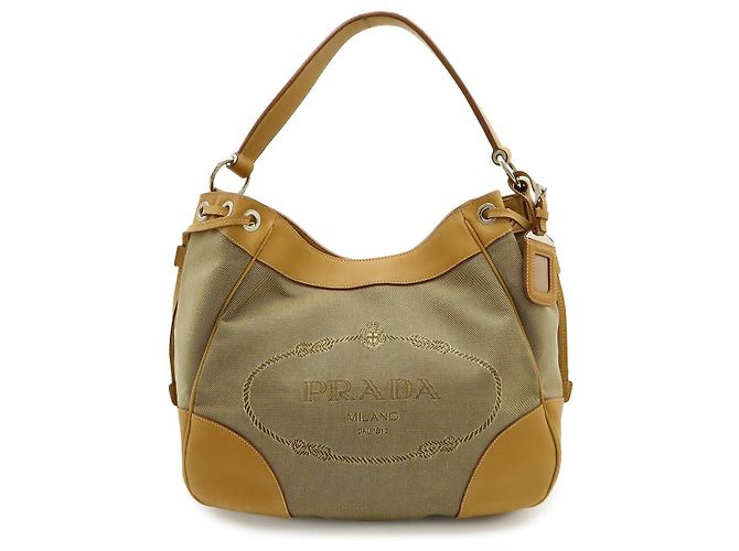 Borsa a tracolla Prada in jacquard logo Marrone Beige