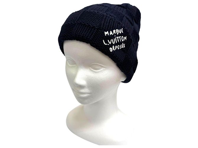 Louis Vuitton Damier Wool Beanie Blue