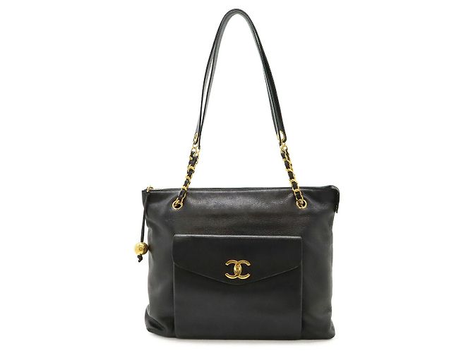 Borsa Tote Chanel Coco Mark Chain Nero