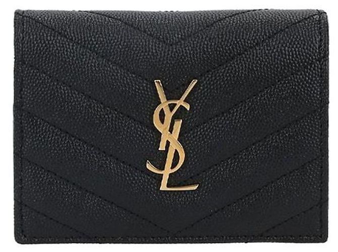 Saint Laurent Monogram Flap Coin Wallet Black