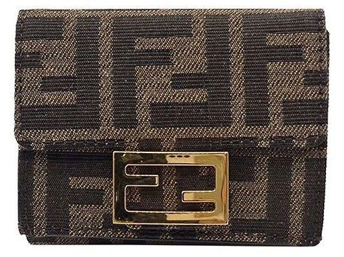 Fendi Trifold Fabric Wallet Brown