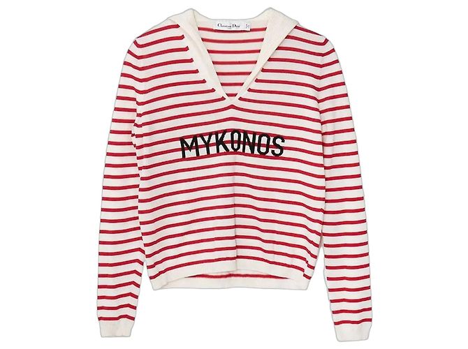 Dior Marineer MYKNOS Strickpullover Rot und Weiß, ungetragen