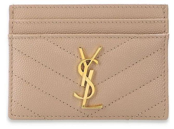 Saint Laurent Monogram Matelassé Cardholder Beige Brown