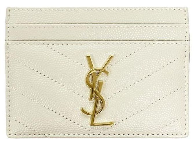 Saint Laurent Tarjetero Monogram Matelassé Cream White Blanco