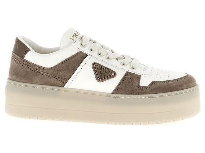 Prada Baskets Downtown Bold en cuir Marron