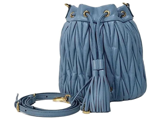 Miu Miu Borsa bucket matelassé Blu