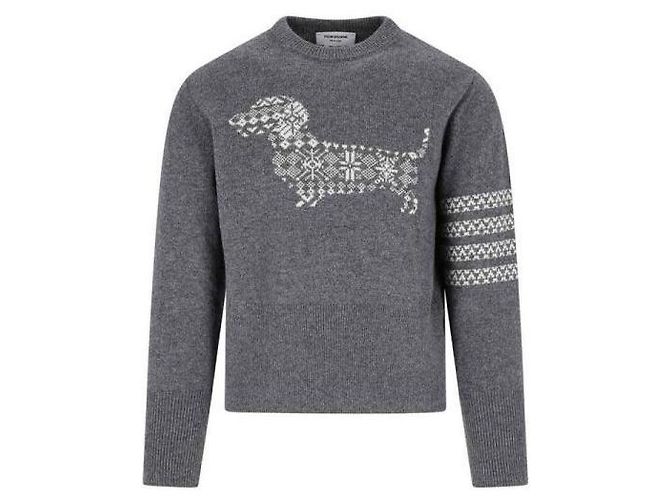 Thom Browne Merino Wool Holiday Hector Strickpullover Braun