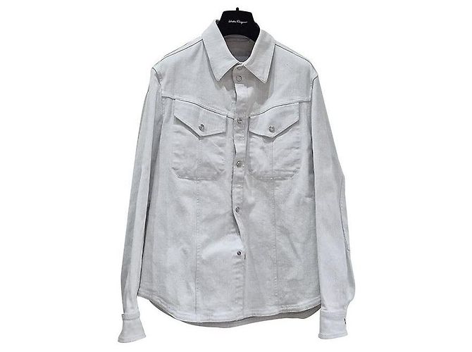 Salvatore Ferragamo Jeansjacke Hellgrau Braun