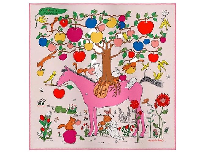 Hermès Sciarpa Le Pommier Sellier Rosa