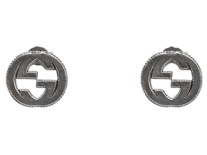 Gucci Interlocking Silver Earrings Silvery