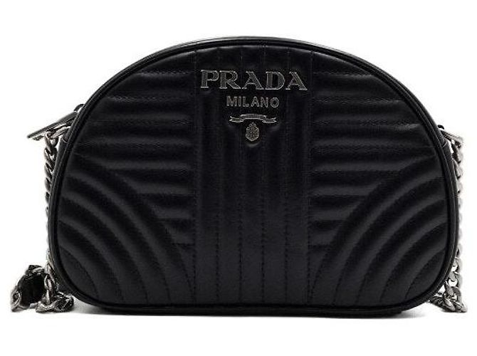 Prada Borsa a spalla e borsa a tracolla Black Diagram Silver Chain Nero