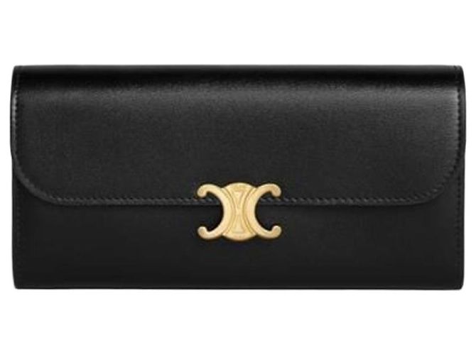 Céline Large Triomphe Geldbörse aus glänzendem Kalbsleder Schwarz