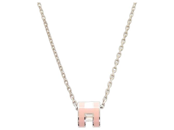 Hermès Colar Hermes Pop H Mini Rosa com Hardware Prateado